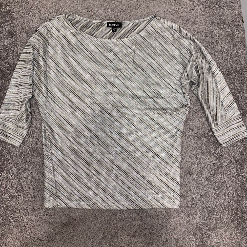 BEBE glitter 3/4 sleeve top